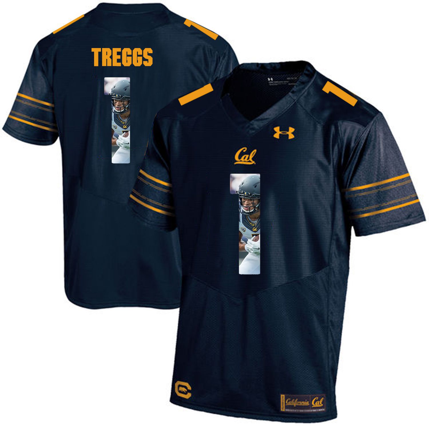 Men California Golden Bears #1 Bryce Treggs Dark blue Customized NCAA Jerseys1